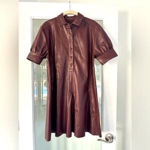 Banana Republic Faux Leather Burgundy Dress Size Small